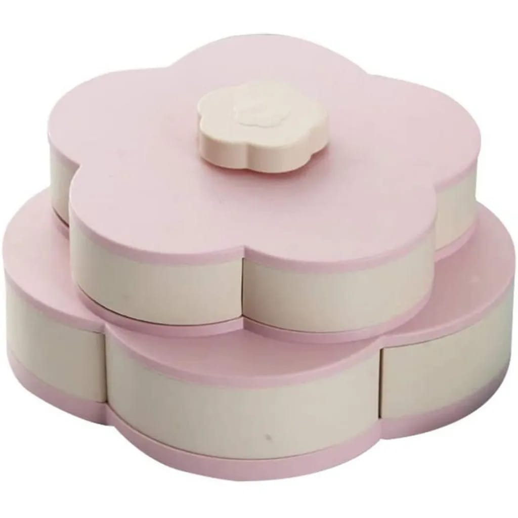1pcs Double-layer-rotating Obstschale Petal Form Snack Lagertablett Kreative Blumen-entwurf Für Süßigkeit Nahrungsmittelbehälter