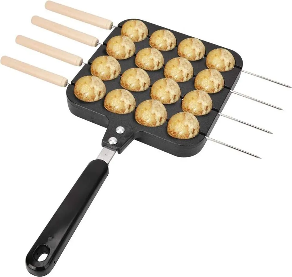 Takoyaki Grillpfanne，takoyaki Pfanne Mit Griff Takoyaki Grill Pan Antihaft Takoyaki Grillpfannenplatte Backform Tablett Octopus Pellets Schimmel Takoyaki Pfanne 16 Löcher，4 Backnadeln