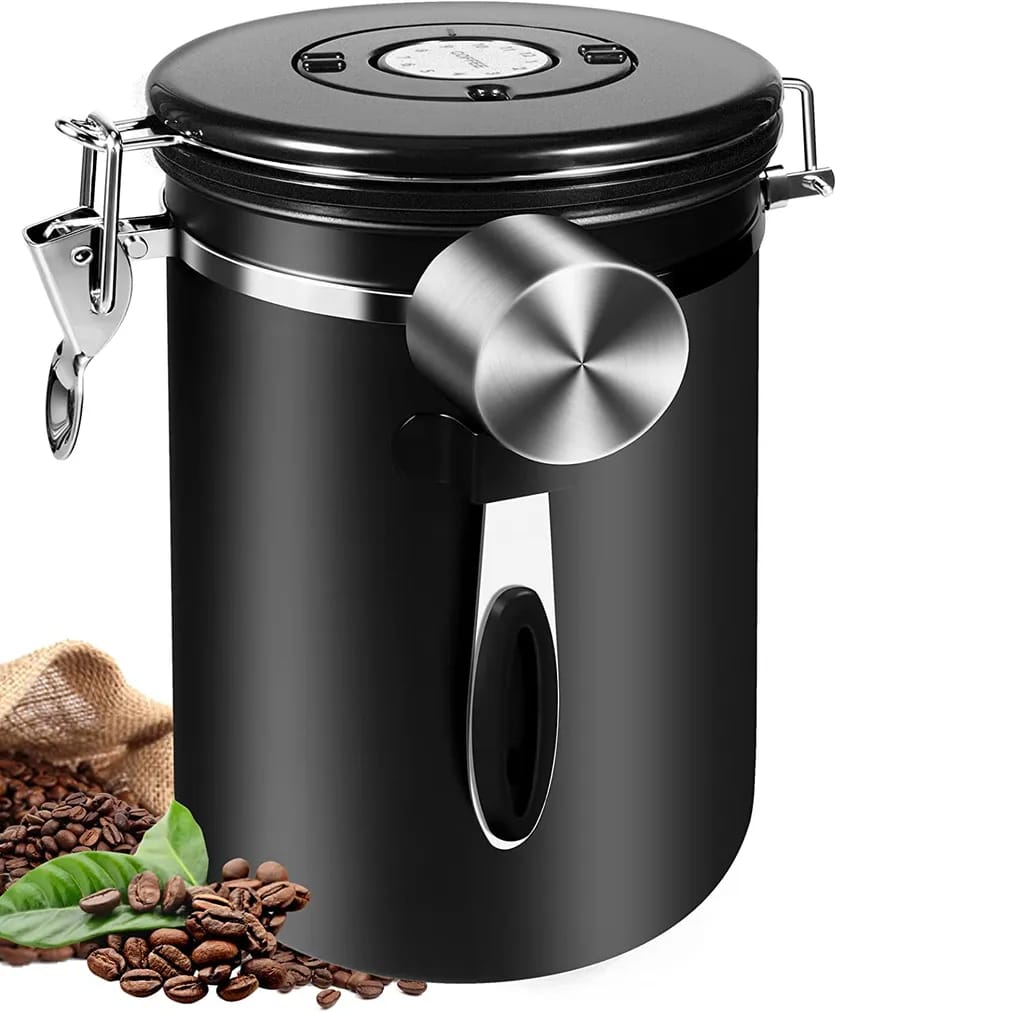 Kaffeedose, Luftdichter Edelstahl-lebensmittelbehälter Mit Datumsanzeige Und Schaufel Für Bohnen, Boden, Tee, Mehl, Müsli, Zucker, 22 Unzen