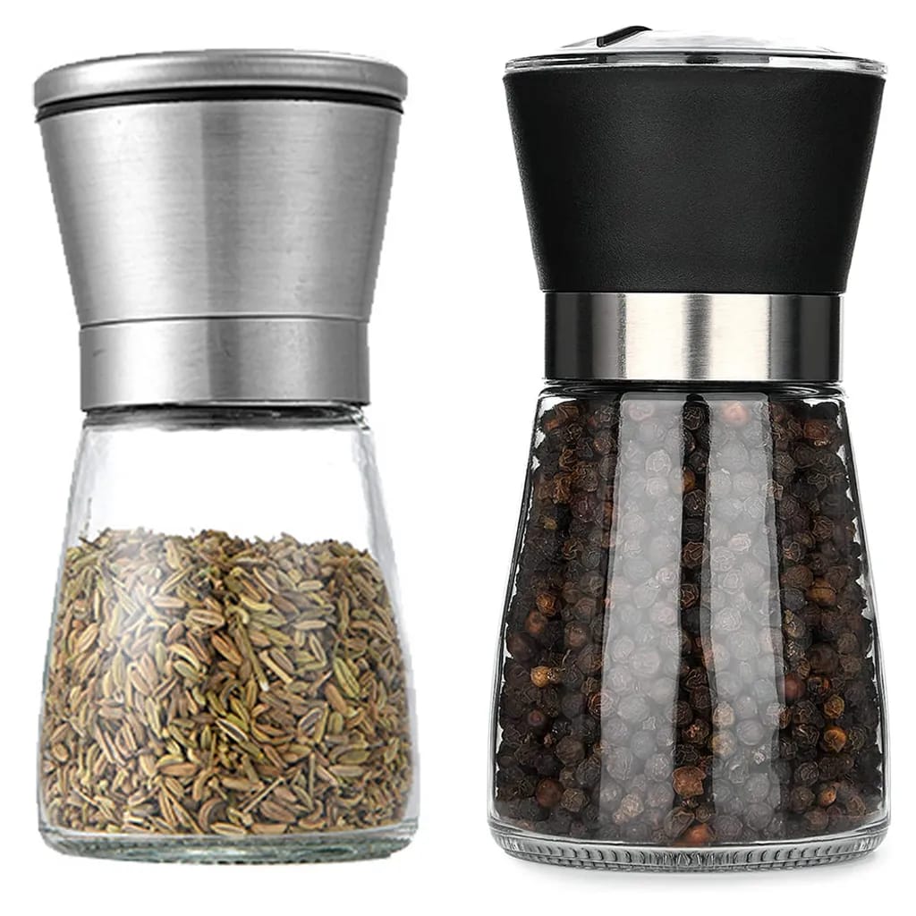 Salz Und Pfeffermühle, Hotder Gewürzmühle 2er Set, Salzmühle & Pfeffermühle Mit Einstellbarem Keramikmahlwerk, Chilimühle Pfeffermühlenset Für Verschiedene Gewürze