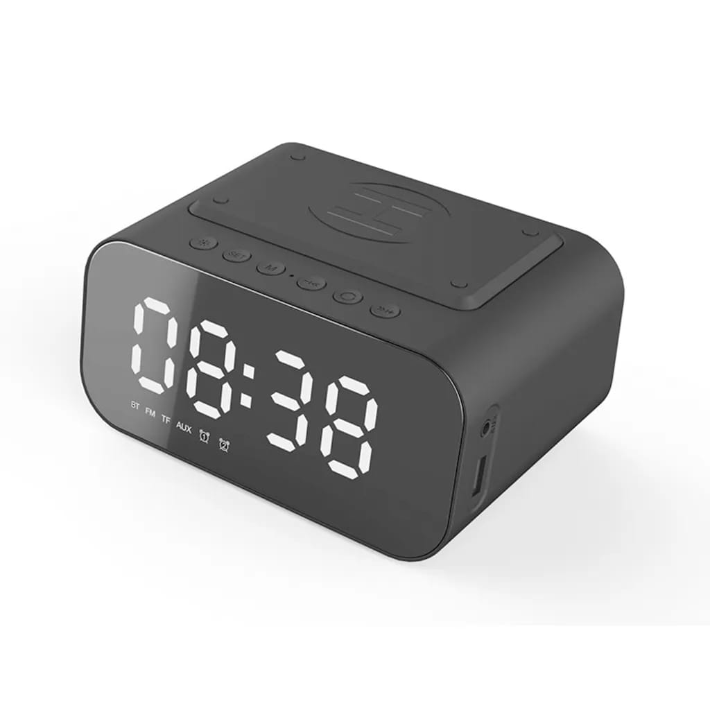 Digitaler Radiowecker Mit Kabellosem Laden, 15 W Kabelloses Schnellladegerät Für Iphone/android-telefon, Usb-ladegerät Und Dimmbare Led-anzeige, Netzbetrieb, Backup-akku, Lautsprecher (schwarz)