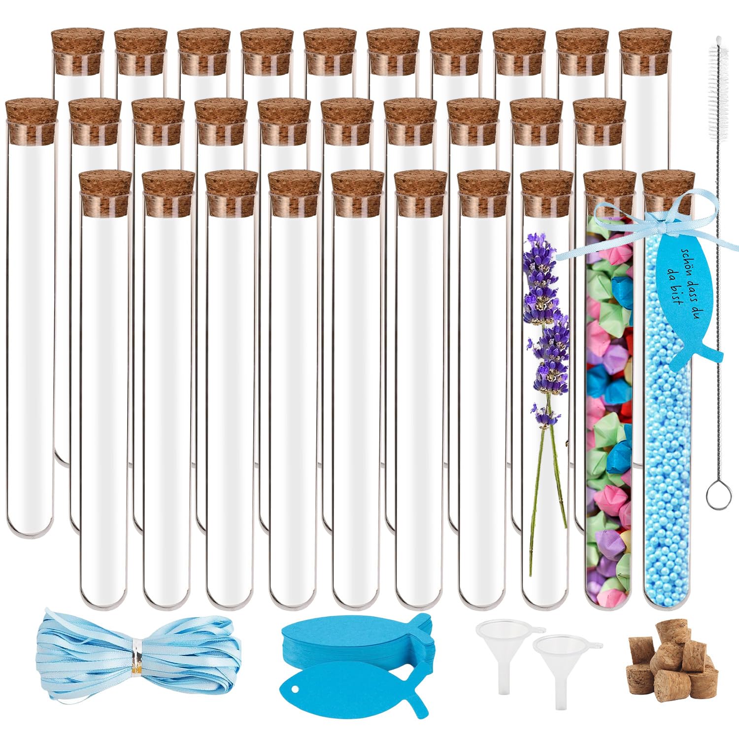 42 Verkorkte 14-ml-reagenzgläser + 50 Etiketten Aus Kraftpapier + 20 M Juteschnur. Kunststoff-reagenzgläser, Geeignet Für Hochzeiten, Blumen, Badesalz, Süßigkeiten Und Als Tischdekoration Im Labor. 10