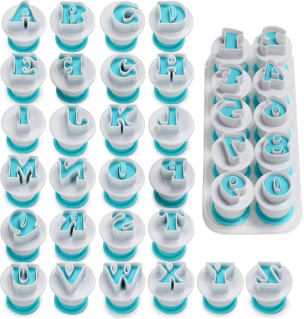 Buchstaben Ausstechform Ausstecher, Federpresse Fondant Zubehör Tortendeko Backzubehör Zum Professionelle Kekse Deko, Kuchendeko Backen Fondant Set Für Diy Kuchen Kuchenliebhaber