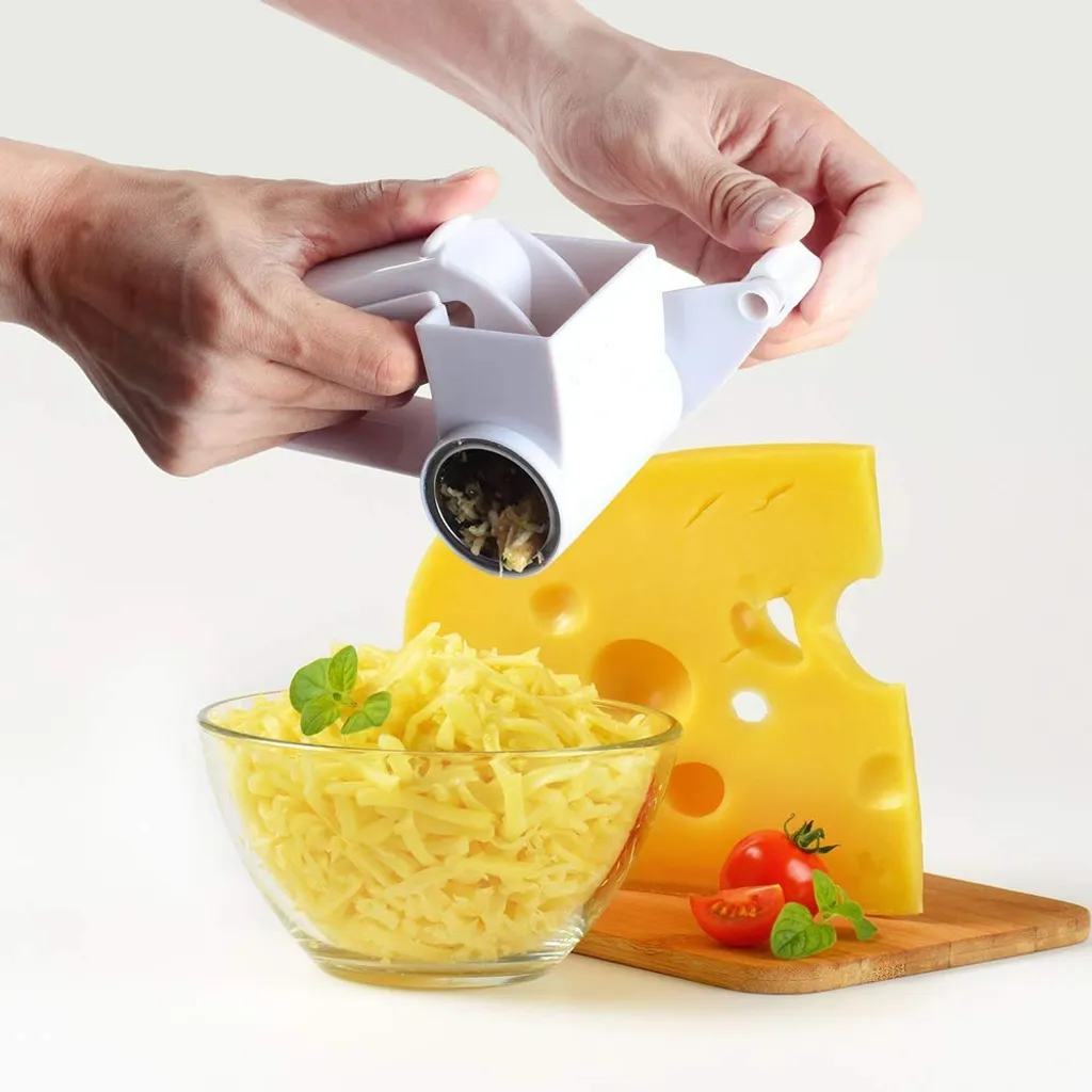 Handgeführte Rotationskäsereibe, Käseschneider Mit Scharfen Edelstahlklingen, Trommel Leicht Zu Reinigen, Parmesanreibe, Zerkleinerer, Multifunktions, Kann Schokolade, Karotte, Weiß Schneiden