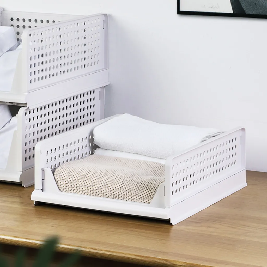 Set Mit 3 Faltbaren Kleiderschrank-aufbewahrungsboxen Kunststoff-aufbewahrungsboxen Regalkörben Faltbare Küchenschubladeneinsätze Stapelbare Aufbewahrungsboxen Versandbox Schrankcontainer Würfel Auszi
