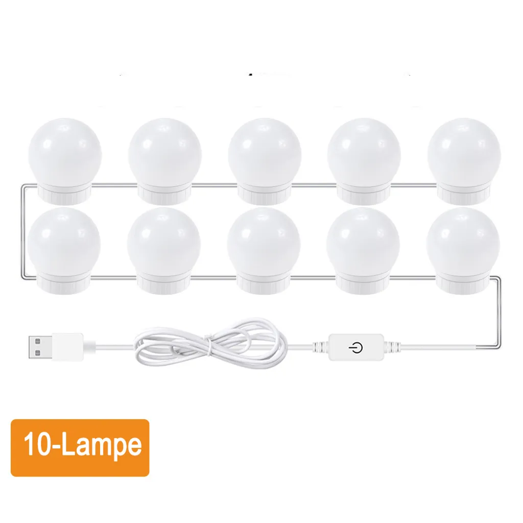 Hollywood Lighting Schminklampe Mit Licht (ohne Spiegel) 10 Dimmbare Led-birnen Touch-wand- Oder Tischspiegel Für Schlafzimmer-ankleidezimmer