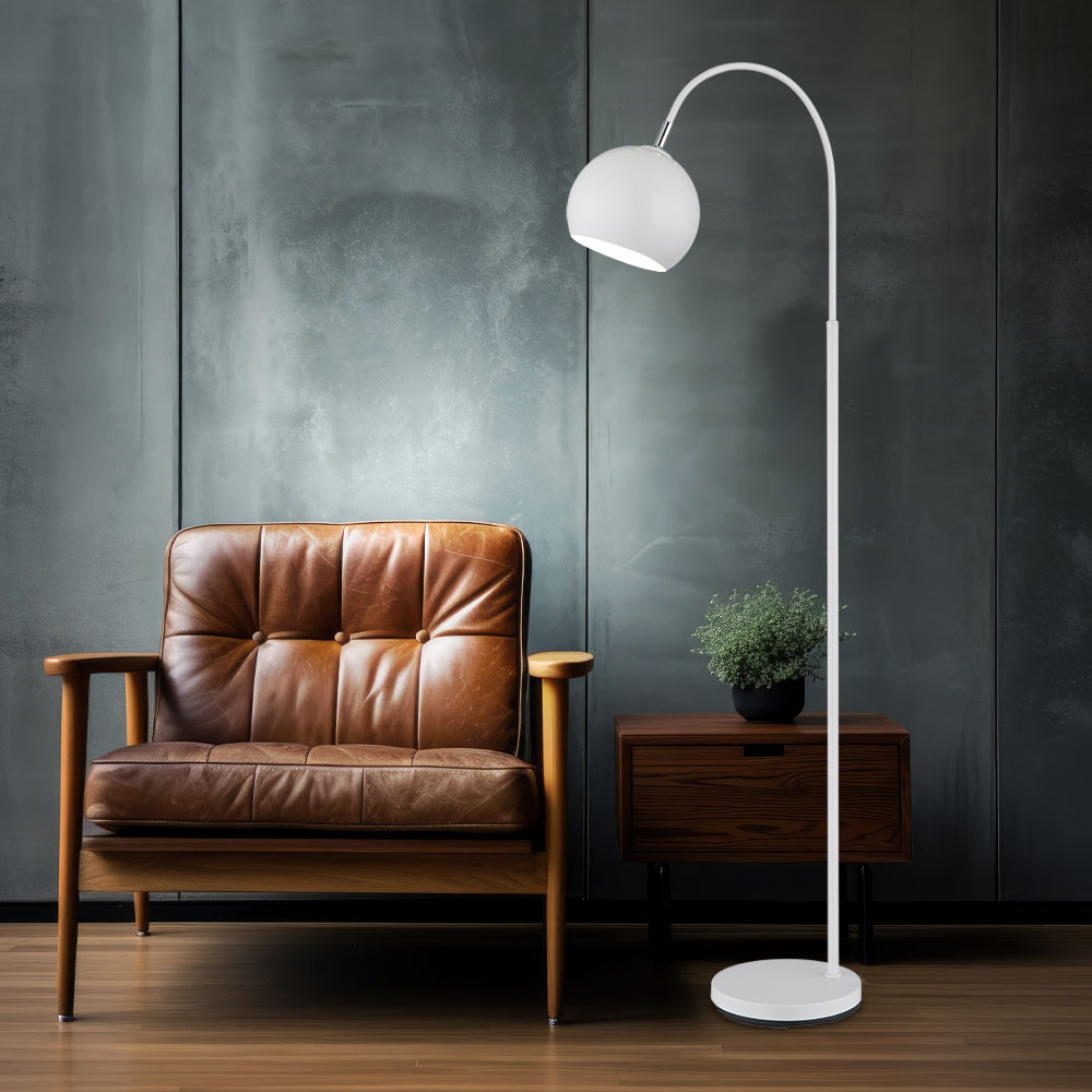 Led Stehleuchte Standleuchte Wohnzimmerlampe Weiß Fußtrittschalter E27 H 150 Cm