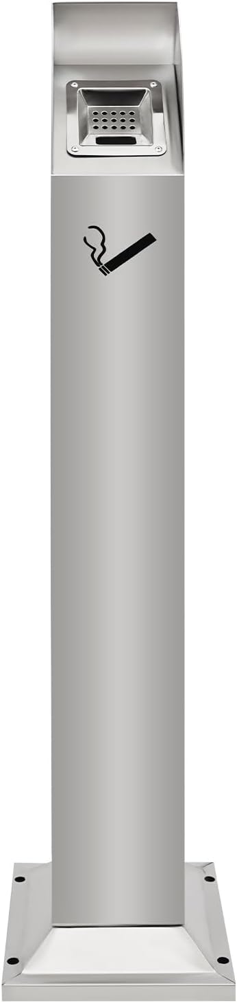 Standaschenbecher – 24 X 24 X 110 Cm – Säulen-aschenbecher Mit Inneneinsatz Und Abdeckgitter – Aschenbecher Für Den Gewerblichen Einsatz Im Innen- Und Außenbereich, Restaurants, Hotels (silber)