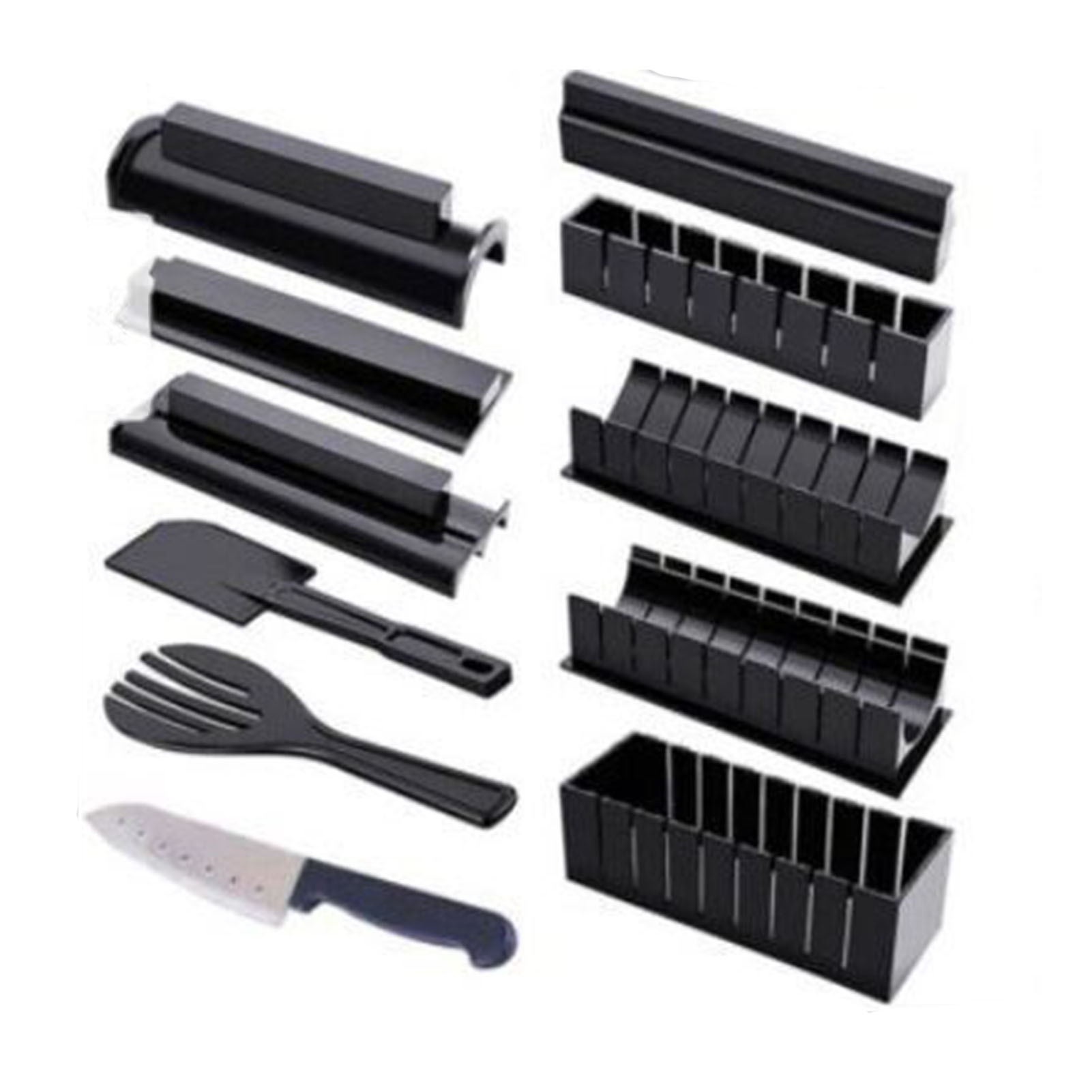 11-teiliges Sushi-set Zur Zubereitung Eigener Sushi-rollen, Inklusive 8 Verschieden Geformter Reisformen, Einem Sushi-messer, Einer Gabel Und Einem Spatel. Ideal Für Den Hausgebrauch.