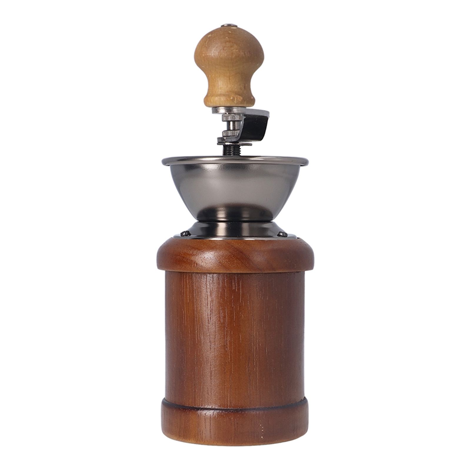 Handkaffeemühle Aus Eiche Und Edelstahl, Ergonomischer Retro-stil, Kurbel, Konisches Mahlwerk, Tragbar, Dunkle Farbe.