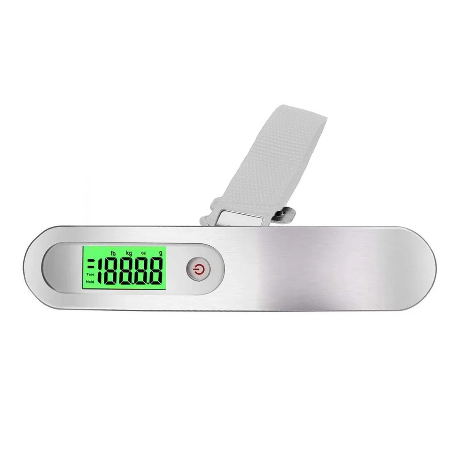 Tragbare Digitale Gepäckwaage Mit Einer Tragkraft Von 50 Kg (110 Lb) Und Einem Gurt Für Gepäck Und Reisekoffer, Weiß (runde Tasten Und Grüne Hintergrundbeleuchtung), Ideal Für Den Einsatz Im Freien.