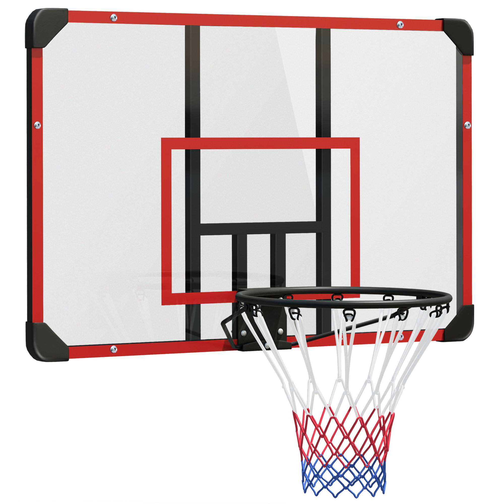 Wandmontierter Basketballkorb, Für Den Innen- Und Außenbereich Geeignet, Robuste Polycarbonat-rückwand, Nylonnetz, Stahlring, 113 X 61 X 73 Cm