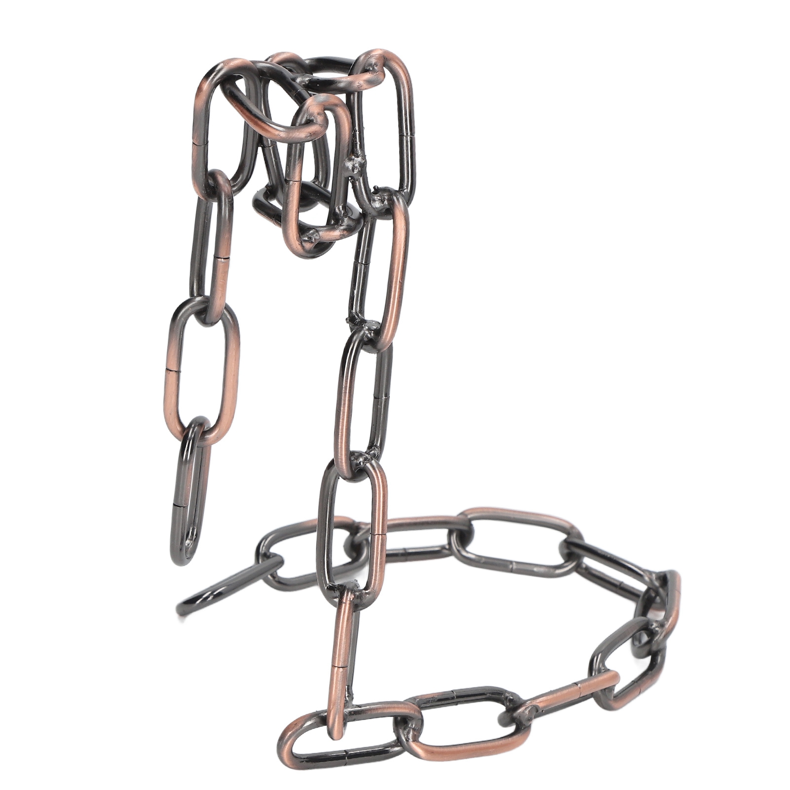 Originaler Weinflaschenhalter, Aufgehängt An Einer Bronzefarbenen Stahlkette Mit Gliedern.