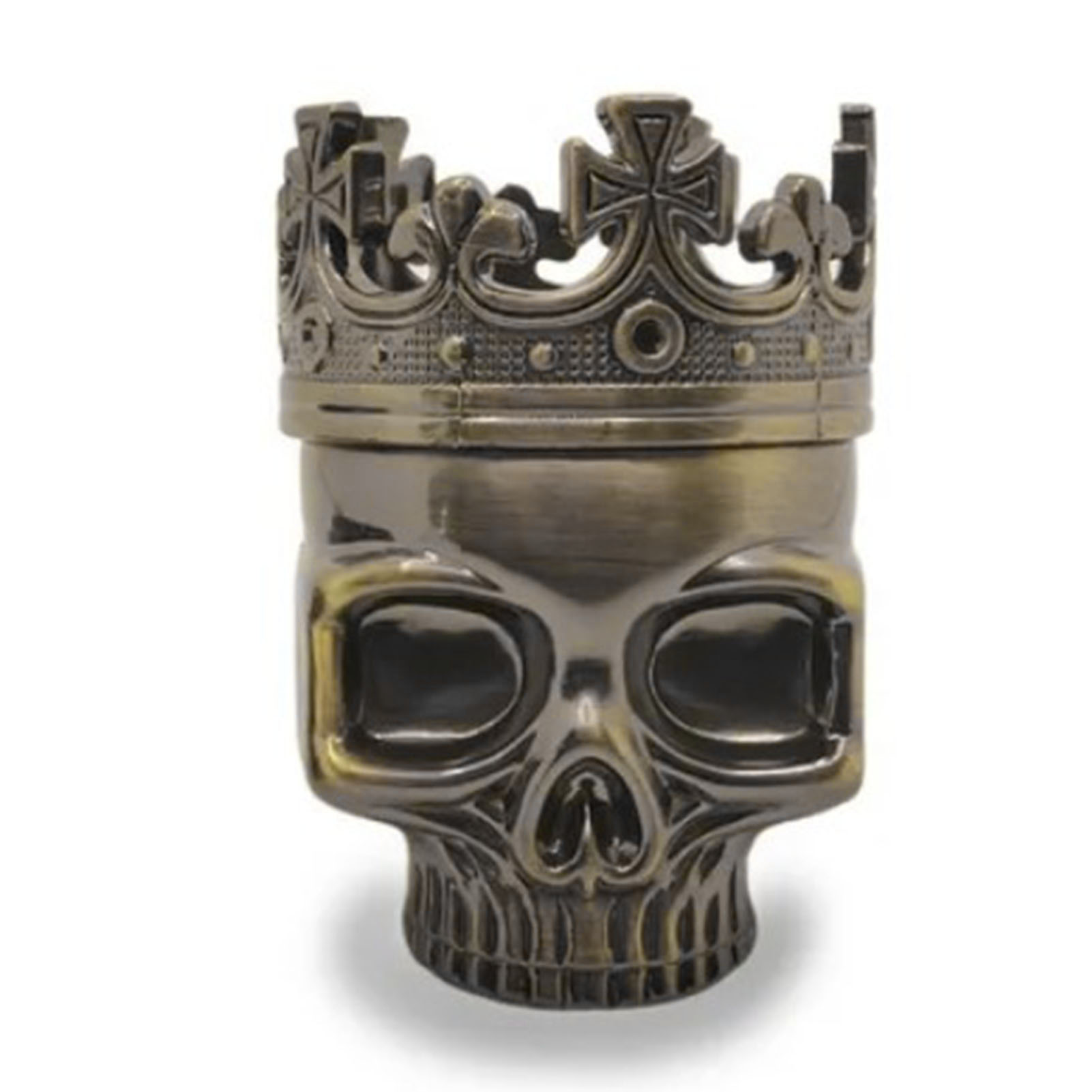 Dreistufige Gewürzmühle, Kräutermühle, Tabakmühle In Form Eines Totenkopfes Mit Krone, Bronze, Für Die Heimische Küche