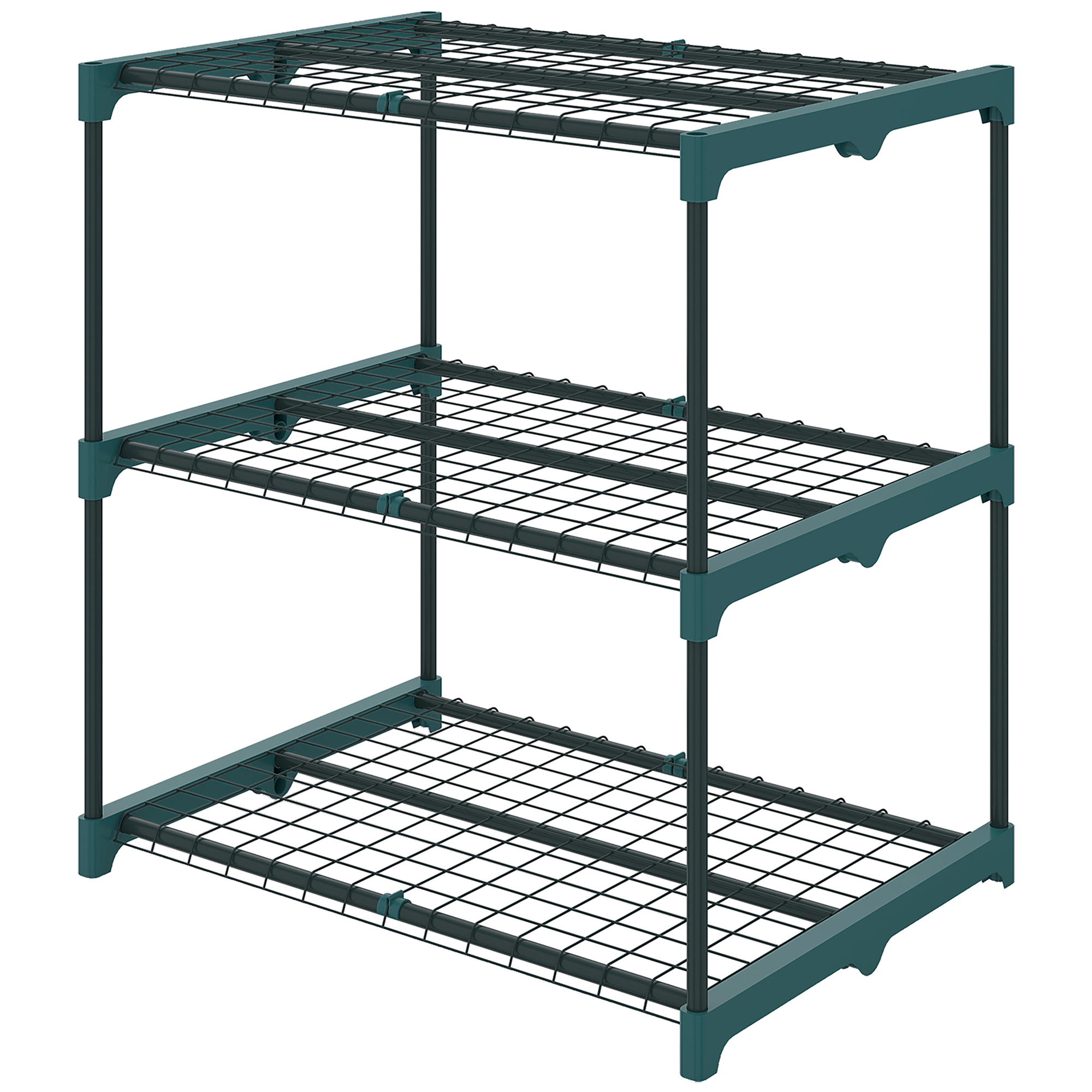 Dreistufiger Pflanzenständer, 72 Cm Hoch, Für Den Innen- Und Außenbereich, Stahlregal, Dunkelgrün