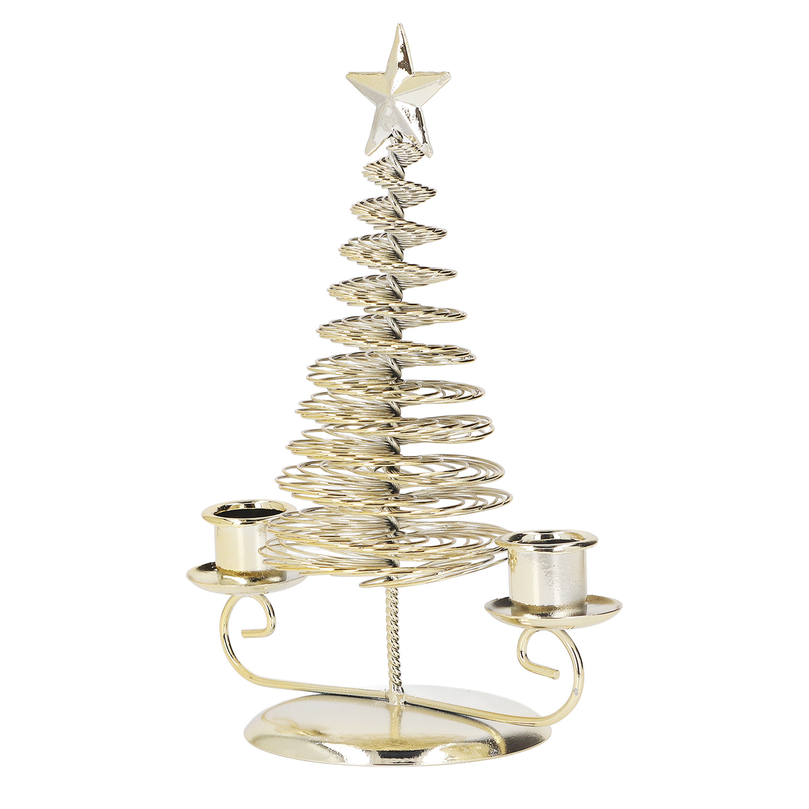Europäische, Metallene Kerzenständer In Form Eines Weihnachtsbaums, Doppelte Goldene Kerzenhalter, Heimdekoration