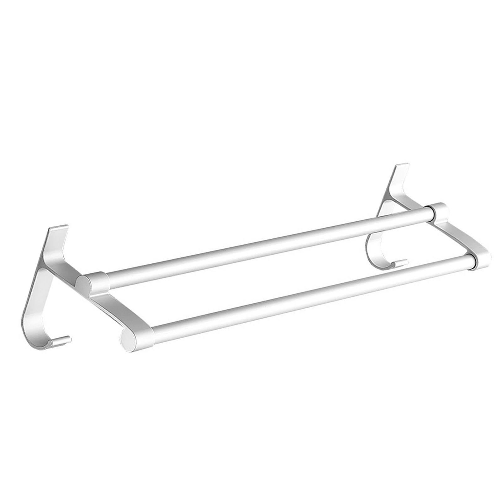 Doppelter Wandhandtuchhalter Aus Silber-weißem Aluminium, Kein Bohren Erforderlich, 60 Cm