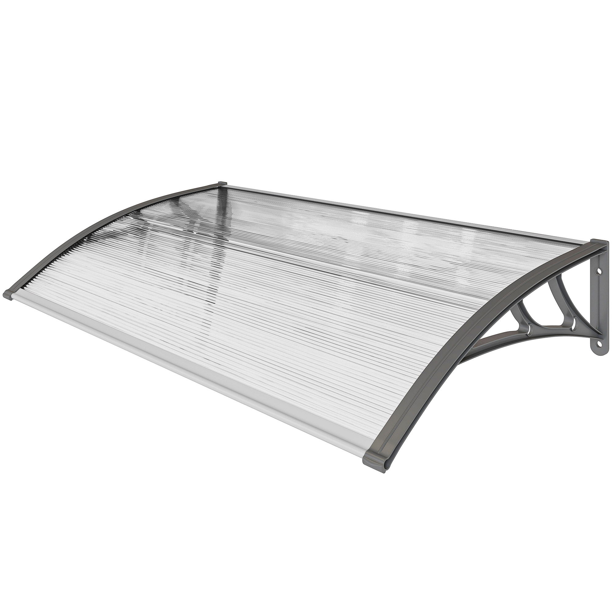 Türvordach, Schutz Vor Regen, Wind Und Hagel, Polycarbonat, Aluminium-verbindungsstangen, 110 X 60 X 18 Cm, Grau