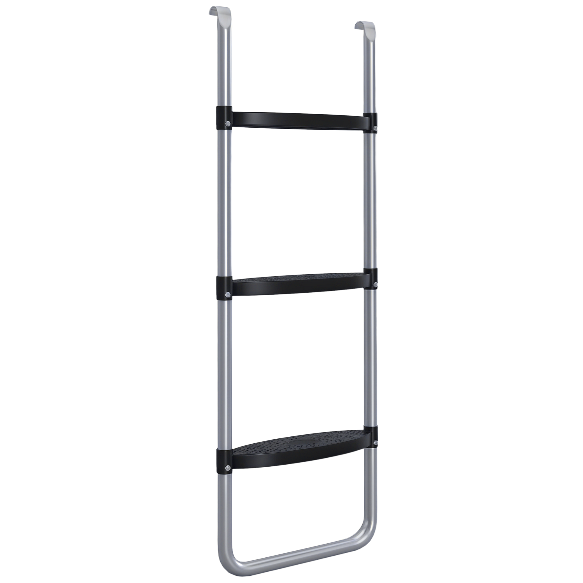 Verstellbare Trampolinleiter Aus Stahl Mit 2 Oder 3 Stufen, 97 X 32 Cm, Silber