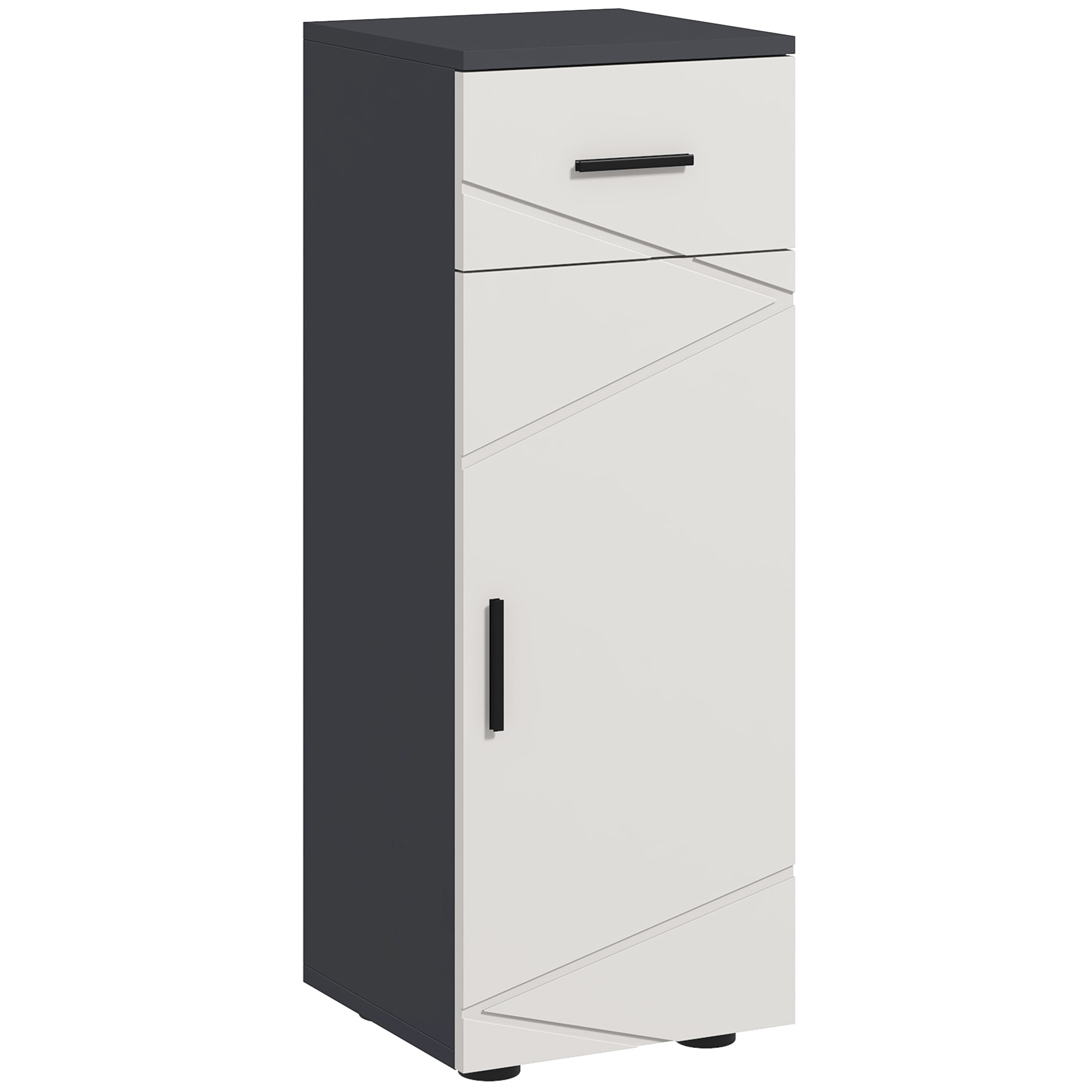 Badezimmerschrank Aus Spanplatte Mit Schublade Und Zweifach Verstellbarem Einlegeboden, 30 X 30 X 82 Cm, Grau