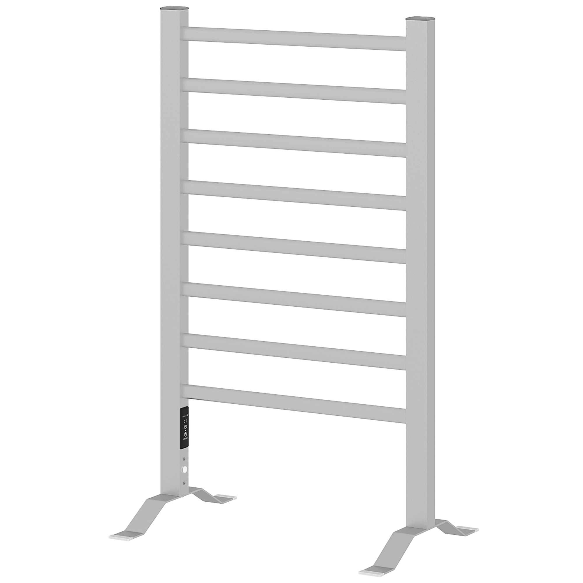 Elektrischer Handtuchwärmer, 150 W, Freistehend Oder Zur Wandmontage, 8 Heizstäbe, 2-4-stunden-timer, 53 X 35 X 90 Cm, Silber