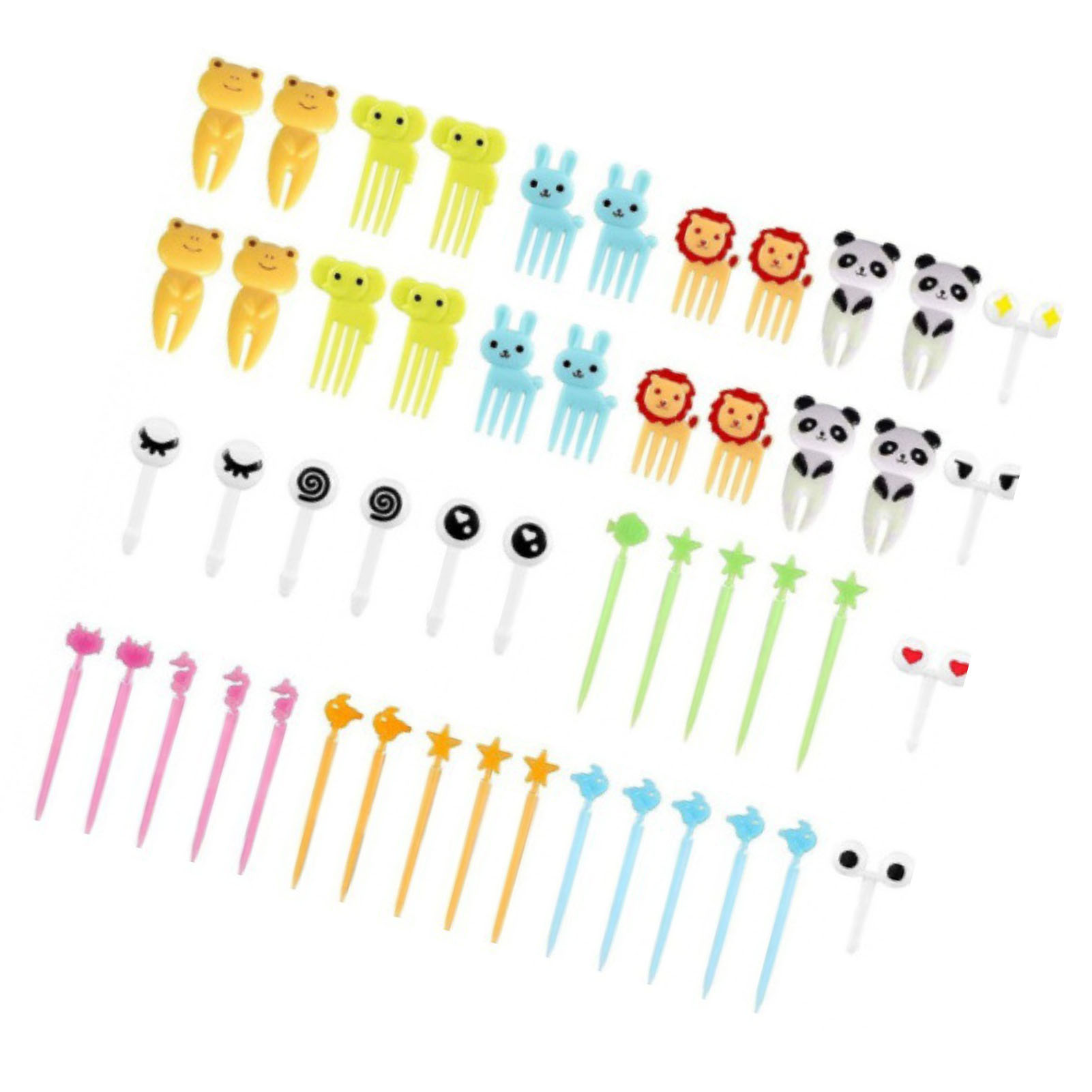 Set Mit 50 Obstgabeln Aus Kunststoff Mit Niedlichen Und Originellen Tiermotiven, Ideal Für Bento-boxen Von Kindern.