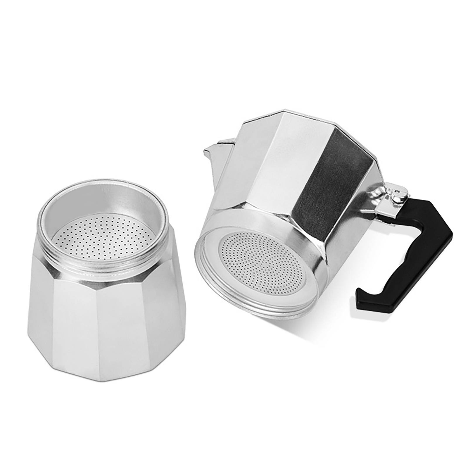 Moka-kaffeebereiter Für 3 Tassen (150 Ml) Aus Aluminiumlegierung, Achteckig, Tragbar, Geeignet Für Gas-, Elektro- Und Keramikkochfelder.