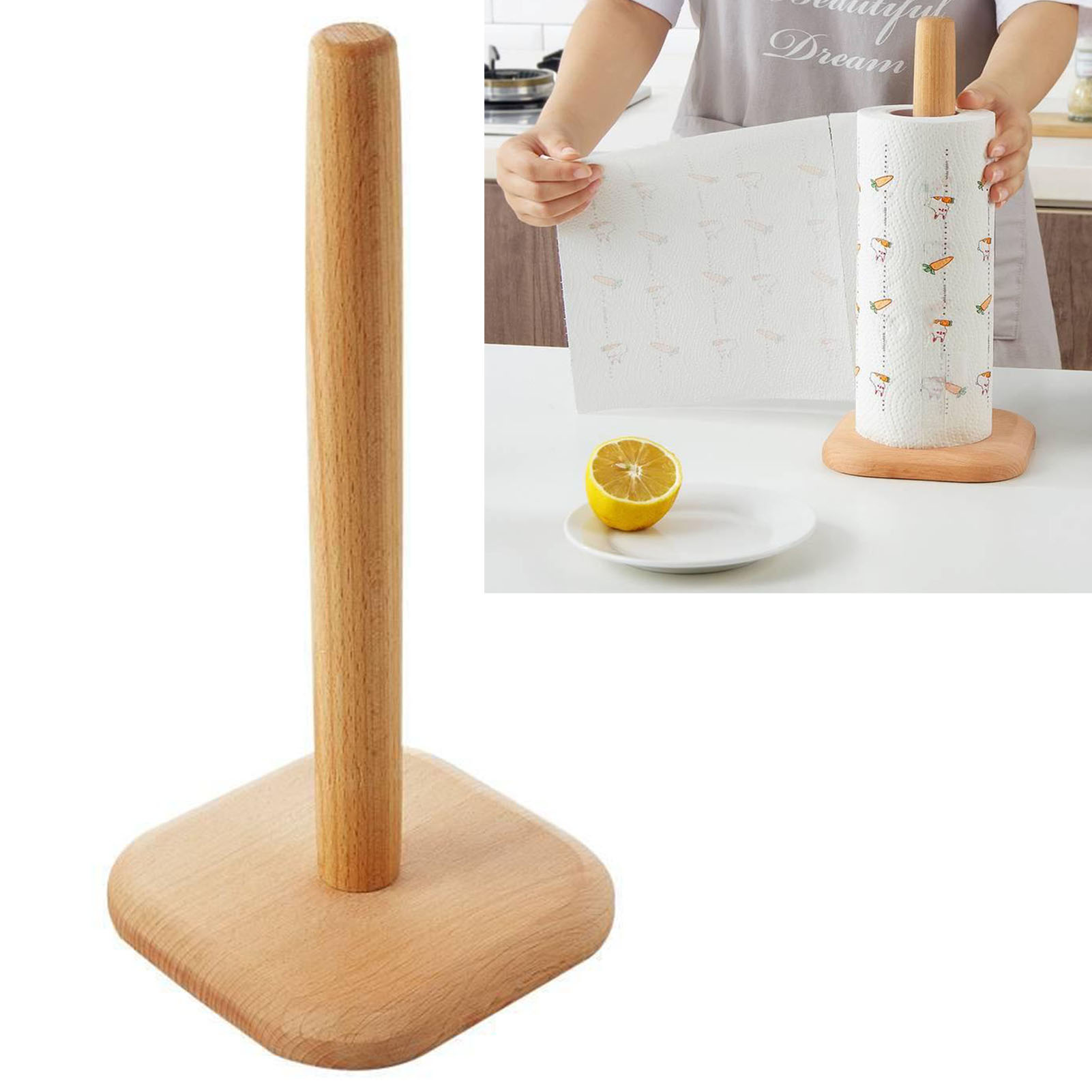 Papierhandtuchhalter Aus Holz, Freistehender Ständer Für Küchentheke Oder Esstisch, Quadratischer Sockel