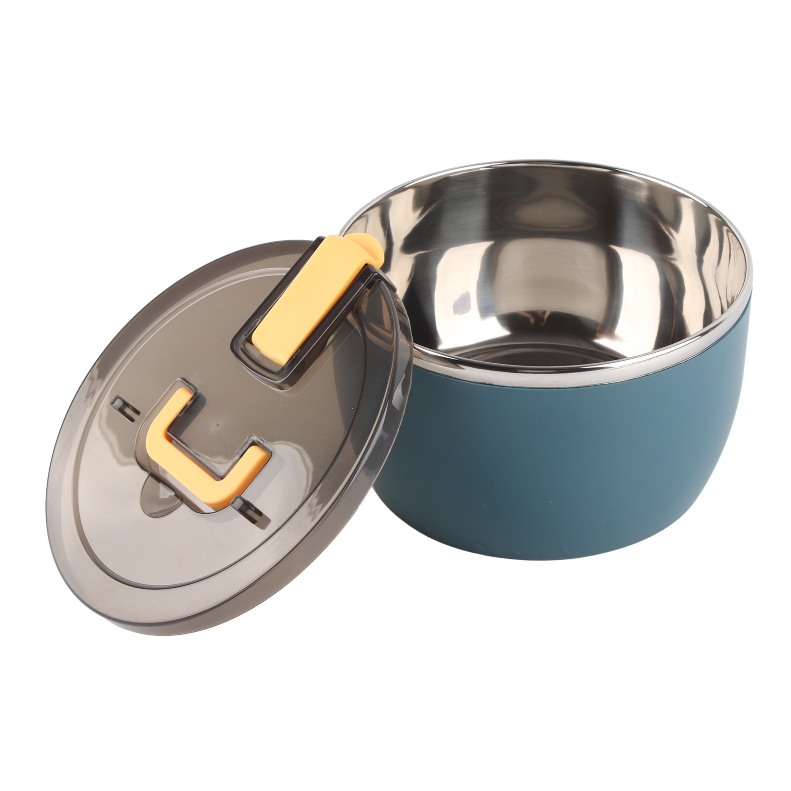 Große Edelstahl-instantnudelschüssel Mit Deckel, Ideal Für Studenten (blau).