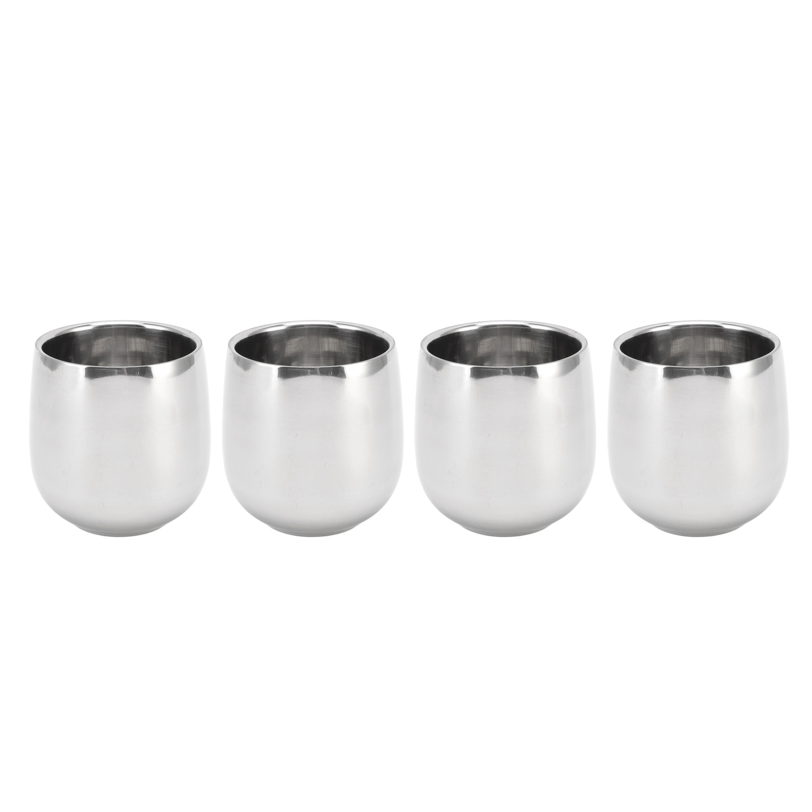 Set Mit 4 Doppelwandigen, Isolierten Edelstahl-kaffeebechern, Brüchig, Geschwungene Form, 200 Ml
