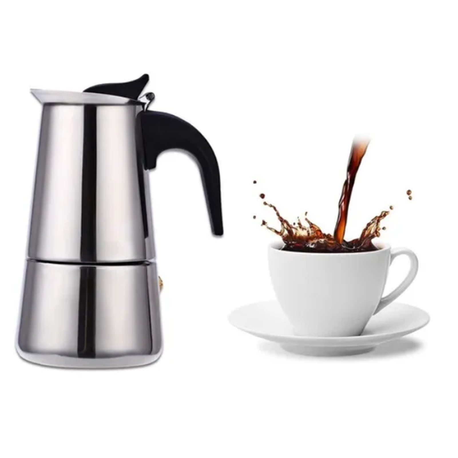 Italienische Moka-kaffeemaschine, 300 Ml, Edelstahl, Ergonomisches Und Isoliertes Design, Ideal Für Den Heimgebrauch