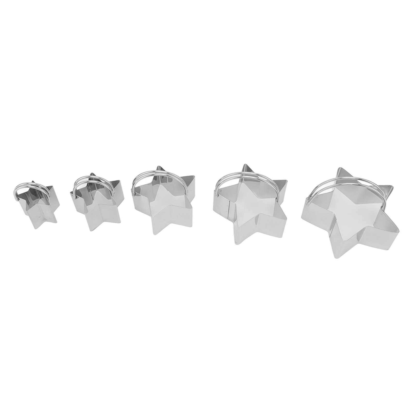 Set Mit 5 Sternförmigen Ausstechformen Aus Edelstahl Für Selbstgebackene Kekse.