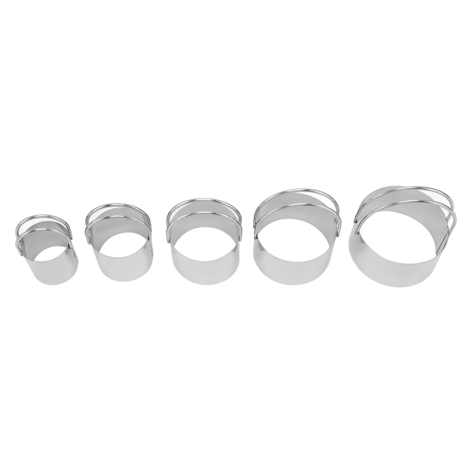 Set Mit 5 Ausstechformen Aus Edelstahl, Gerader Korpus, Rund, Für Selbstgemachte Kekse Und Kuchen.
