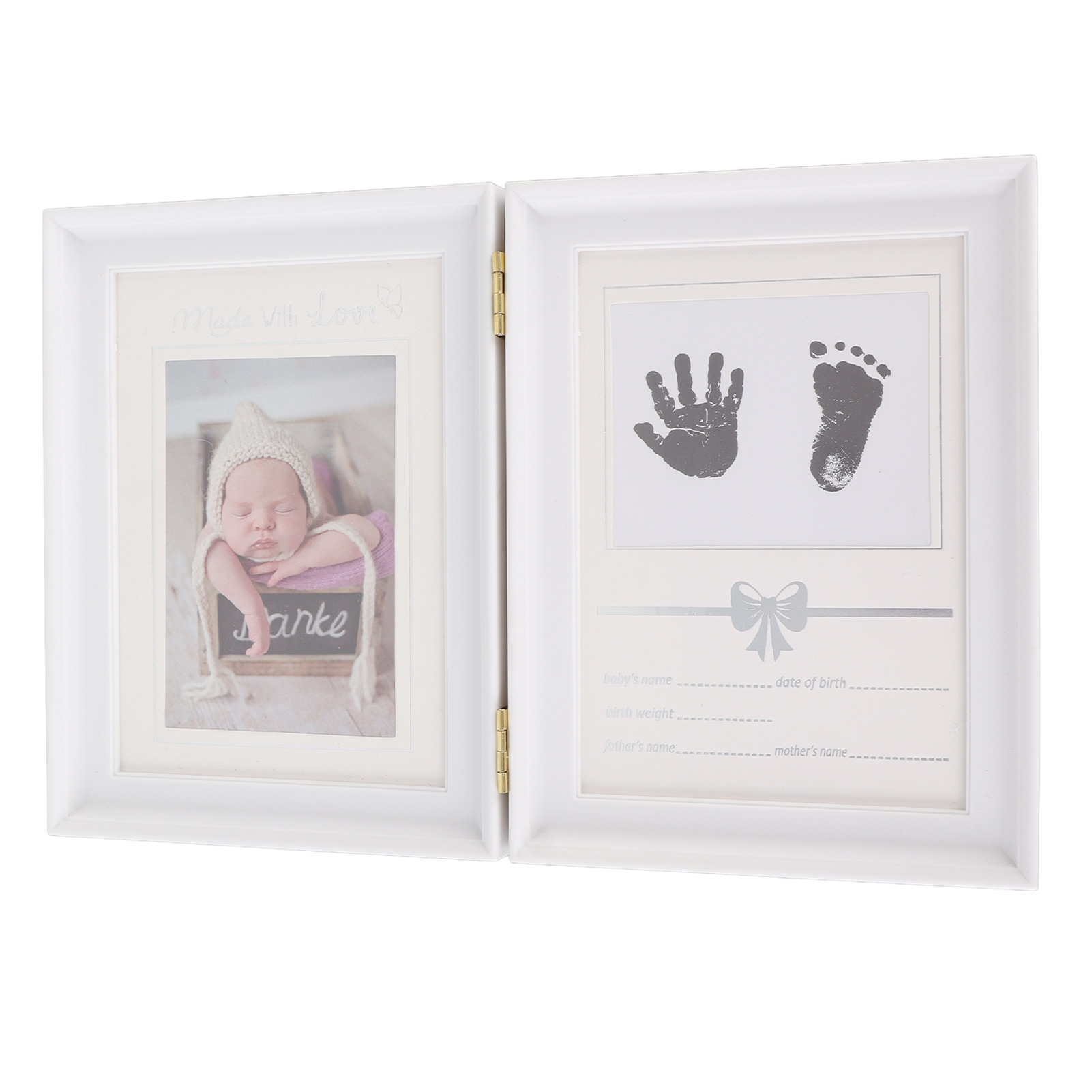 Baby-hand- Und Fußabdruckset, Mitteldichte Kunststoffplatte, Dekorativ Und Ansprechend, 31,5 X 20,7 X 1,7 Cm, Ausgeklappter Rahmen Für Neugeborenen-fußabdrücke