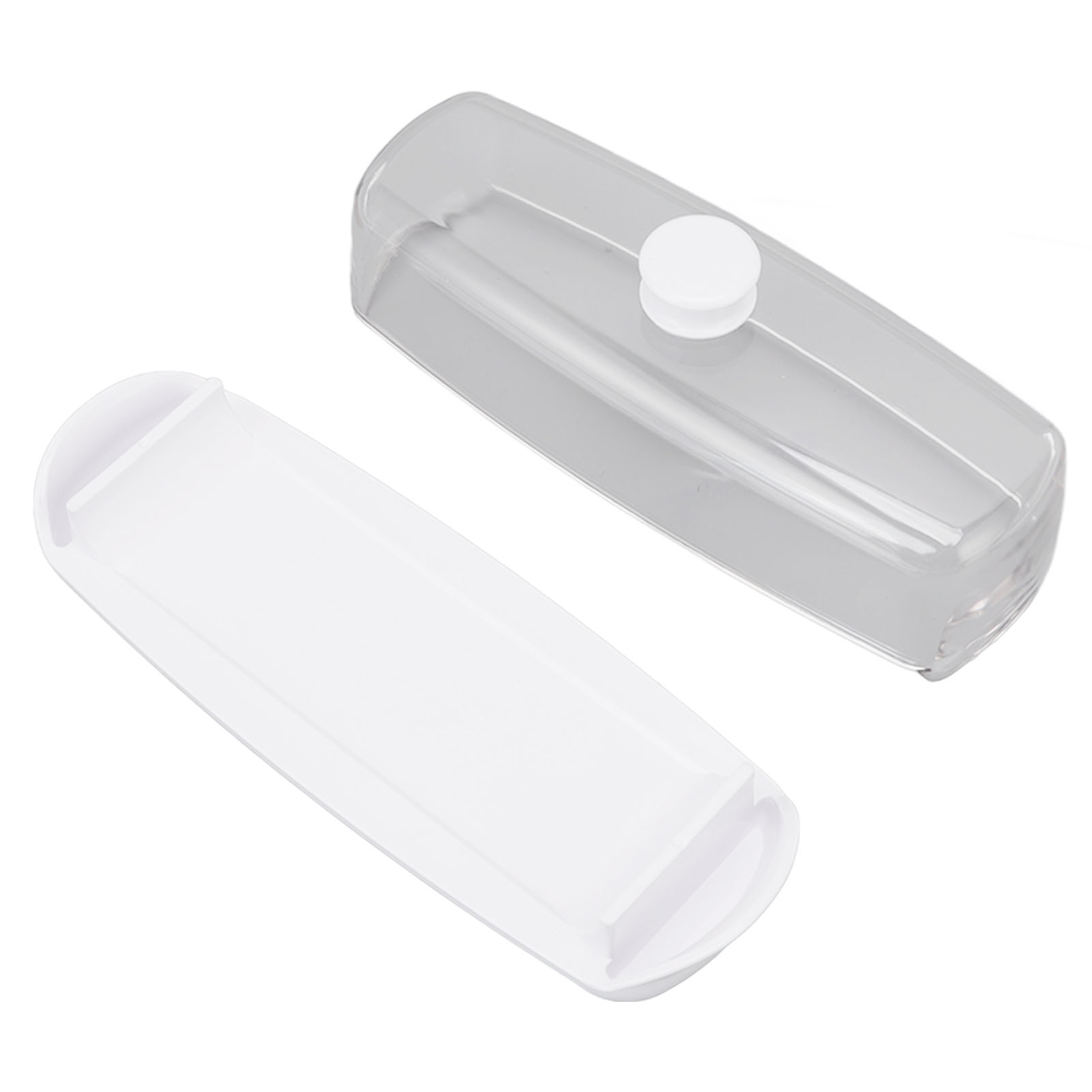 Große, Kompakte Butterdose Aus Kunststoff Mit Deckel Und Messer, Ideal Für Küche Und Kühlschrank. Transparenter Deckel.