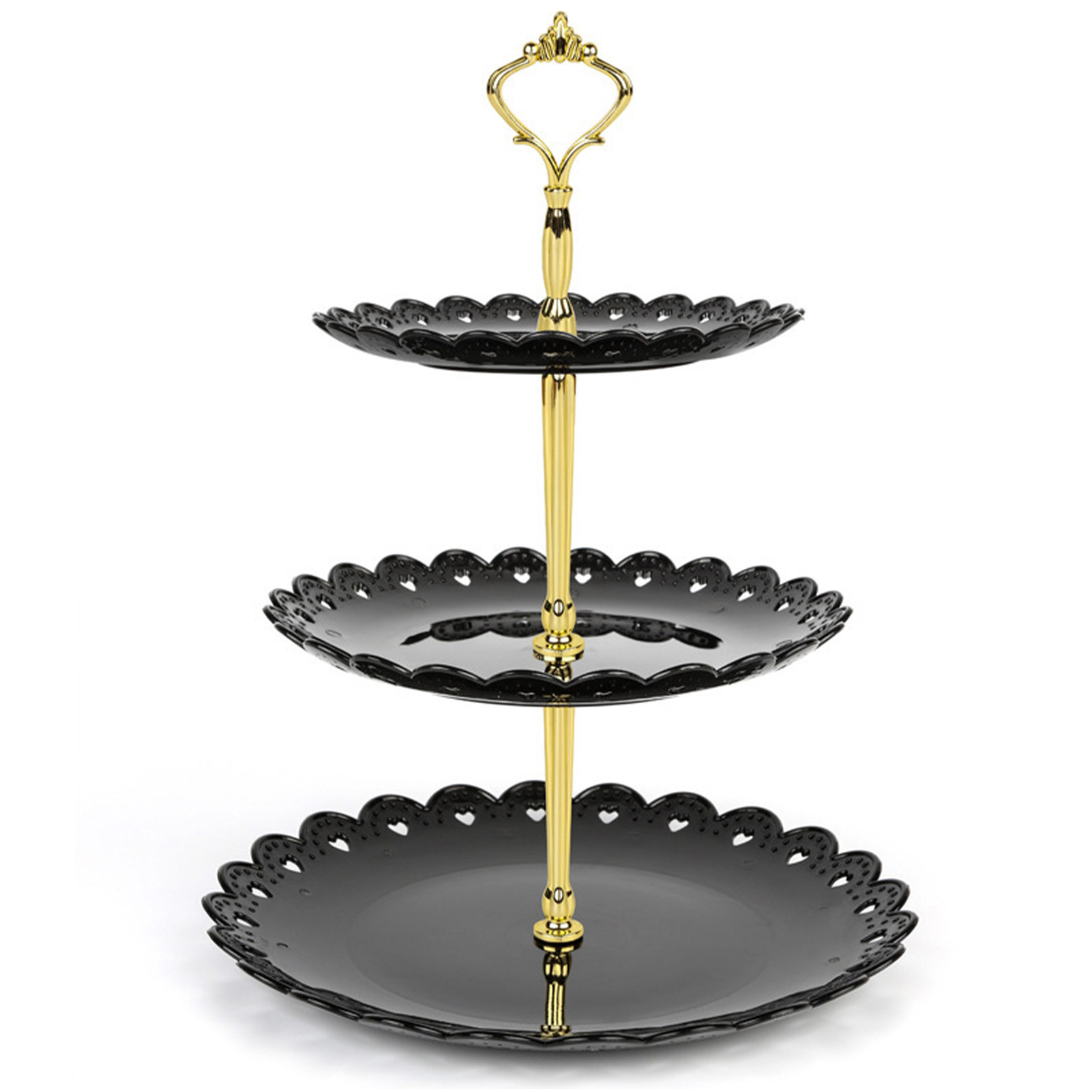 Dreistöckiger Cupcake-ständer, 35 Cm Hoch, Platzsparend, Leicht, Ideal Für Partys Und Feste (schwarz).