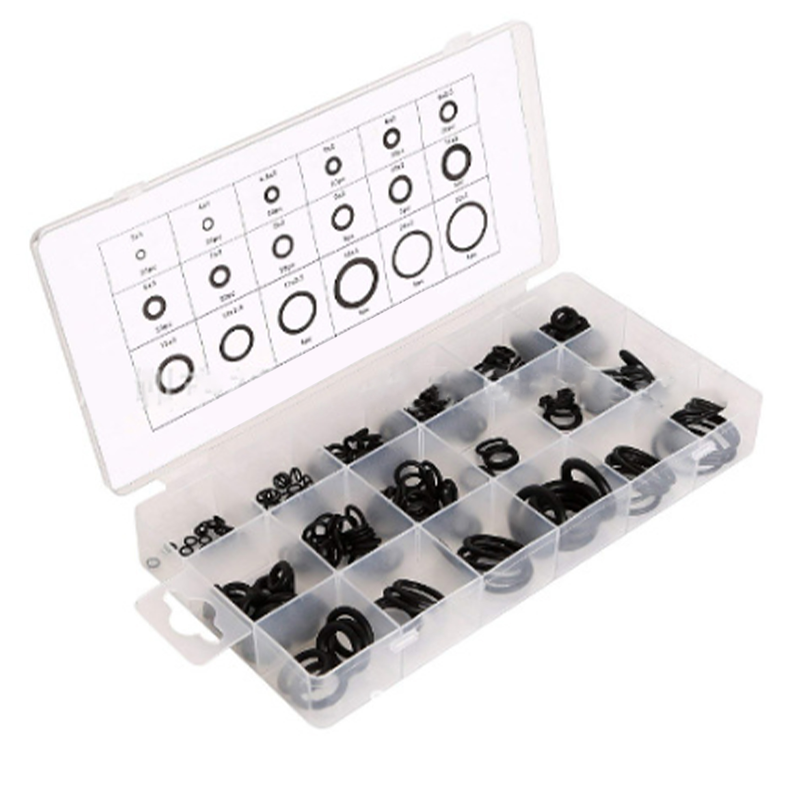 Sortiment Von 225 Schwarzen Nbr-gummi-o-ringen, Wasserdicht Und Metrisch Messbar.