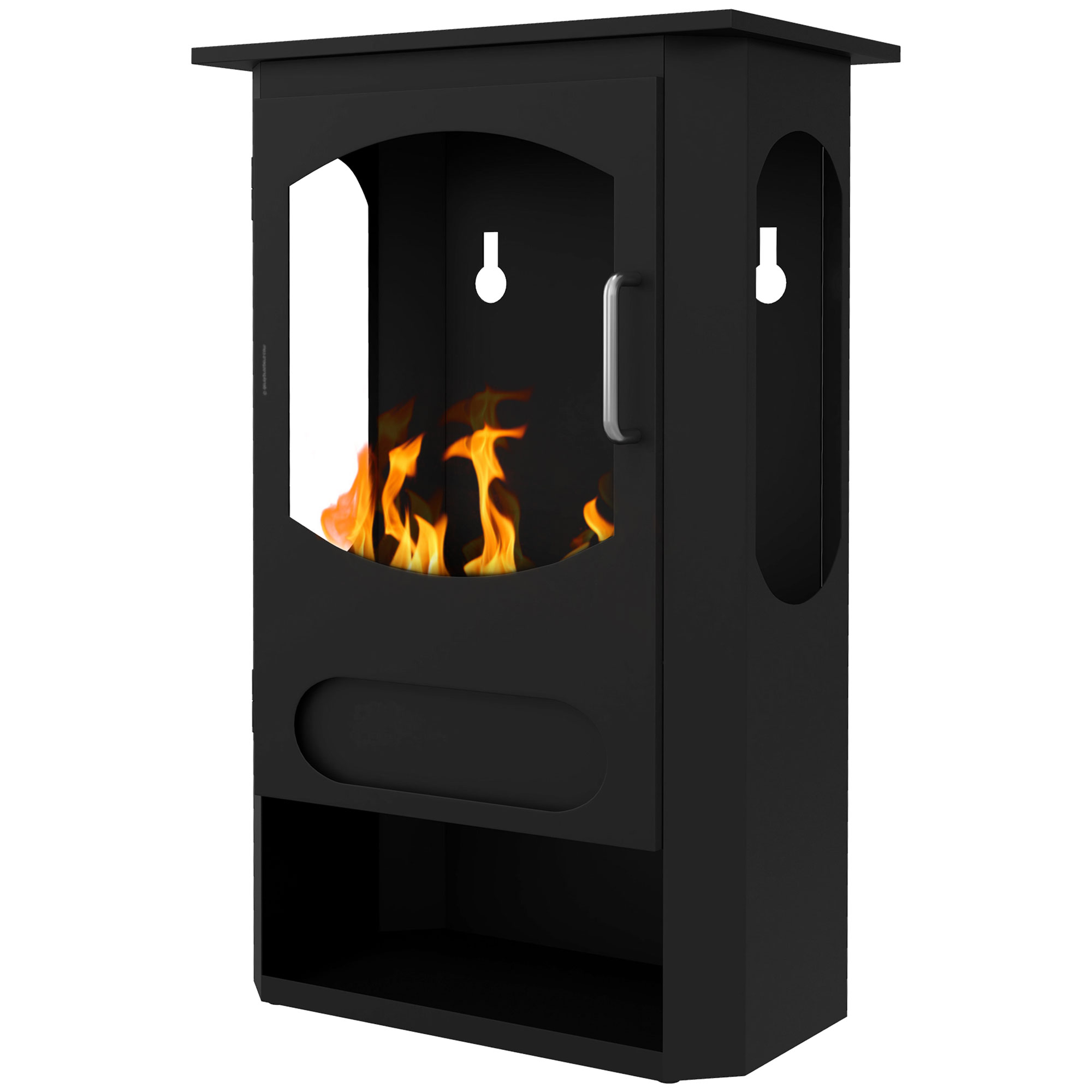 Freistehender Bioethanol-kamin, 1,2-liter-brenner, 3 Stunden Brenndauer, Beheizt 20–25 M², Schwarz