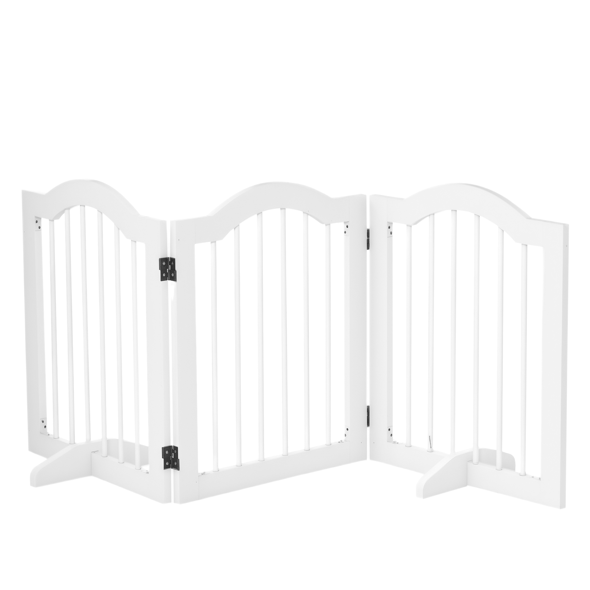 Dreiteiliges Hundegitter, 154,5 X 61 Cm, Faltbar Mit Tür, Sicherheitsgitter Mit 2 Stützbeinen, Freistehendes Treppenschutzgitter Für Küche Und Flur, Weiß