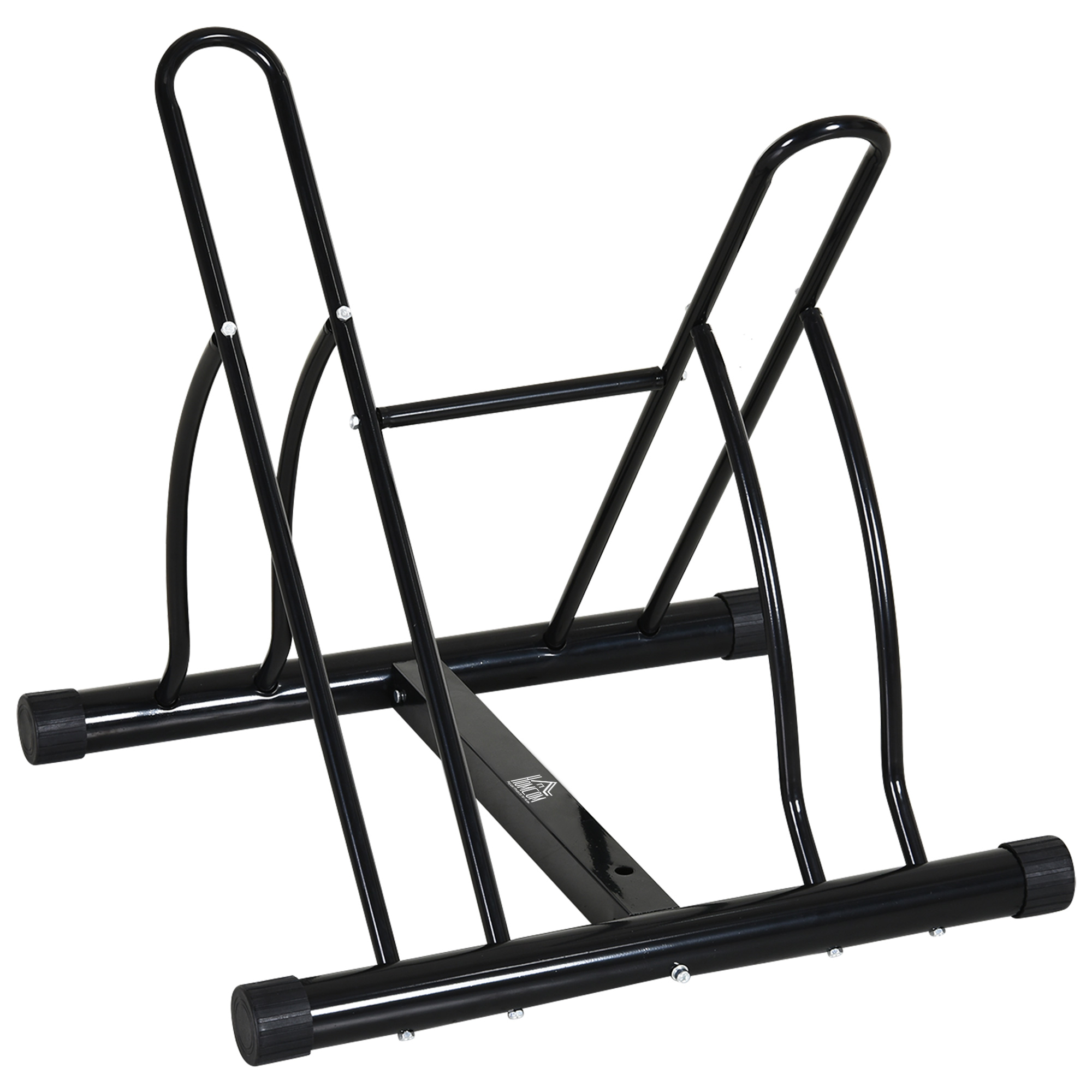 Freistehender Fahrradständer Für 2 Fahrräder Mit Reifen Bis Zu 6,5 Cm Breite, Verstellbarer Schwarzer Stahlrahmen, 60 X 54 X 57 Cm