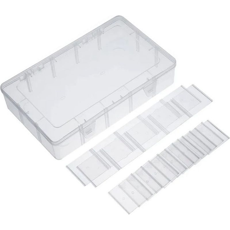 Dicke, Herausnehmbare Und Transparente Aufbewahrungsbox Aus Kunststoff Mit 15 Fächern Und Einem Deckel.