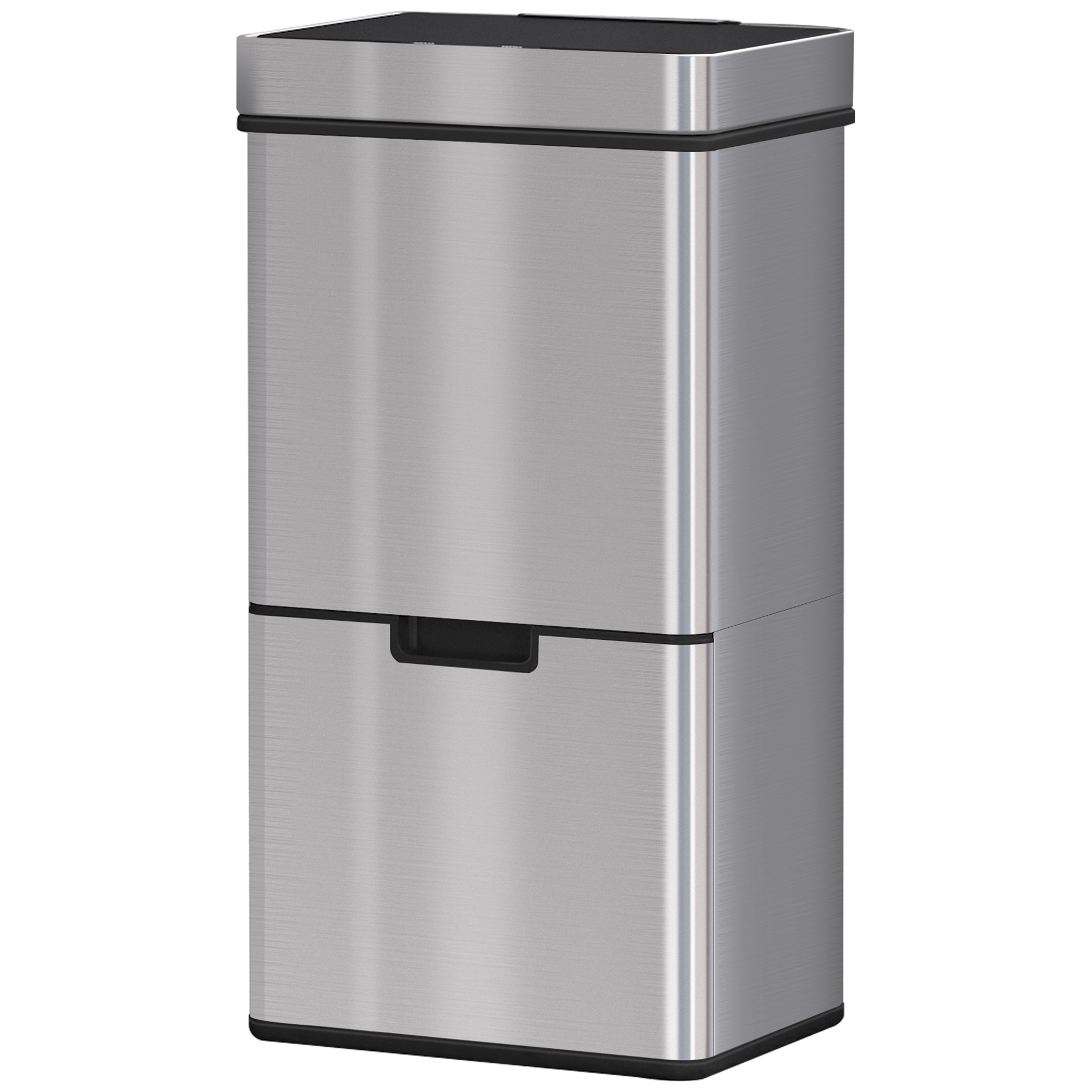 Automatischer Abfalleimer 47 L + 2 X 12,5 L Mit Bewegungssensor, Auslaufsicheres Edelstahl-abfallsortiersystem Für Die Küche, Silber