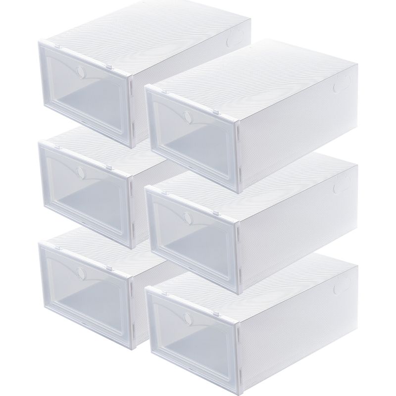 Set Mit 6 Dicken, Transparenten, Weißen Schuhaufbewahrungsboxen Mit Klappdeckeln Für Zuhause