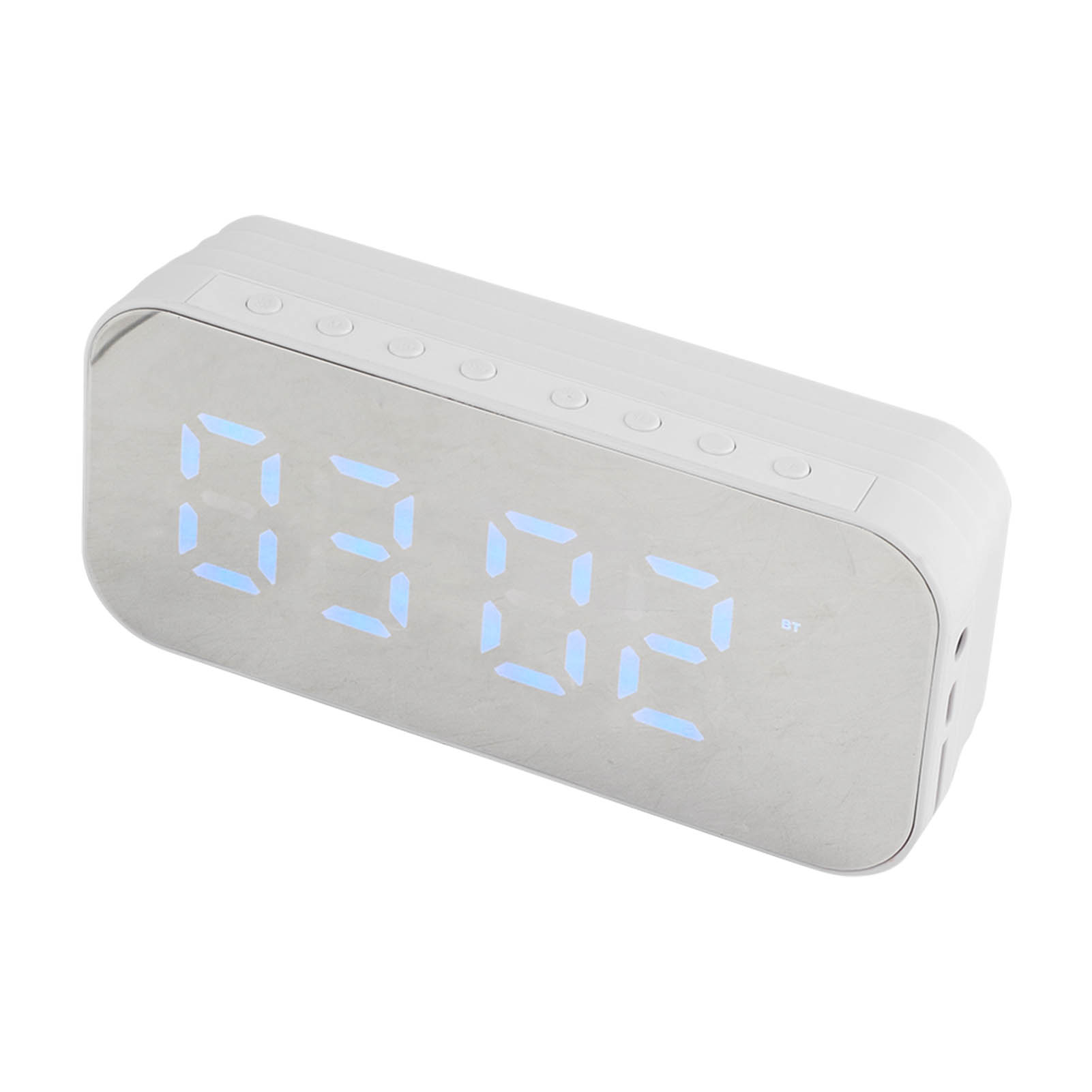 Tragbarer Multifunktionaler Bluetooth-lautsprecher Mit Weckerfunktion, Mini-funklautsprecher, Ideal Für Den Einsatz Im Freien Und Zu Hause (weiß).