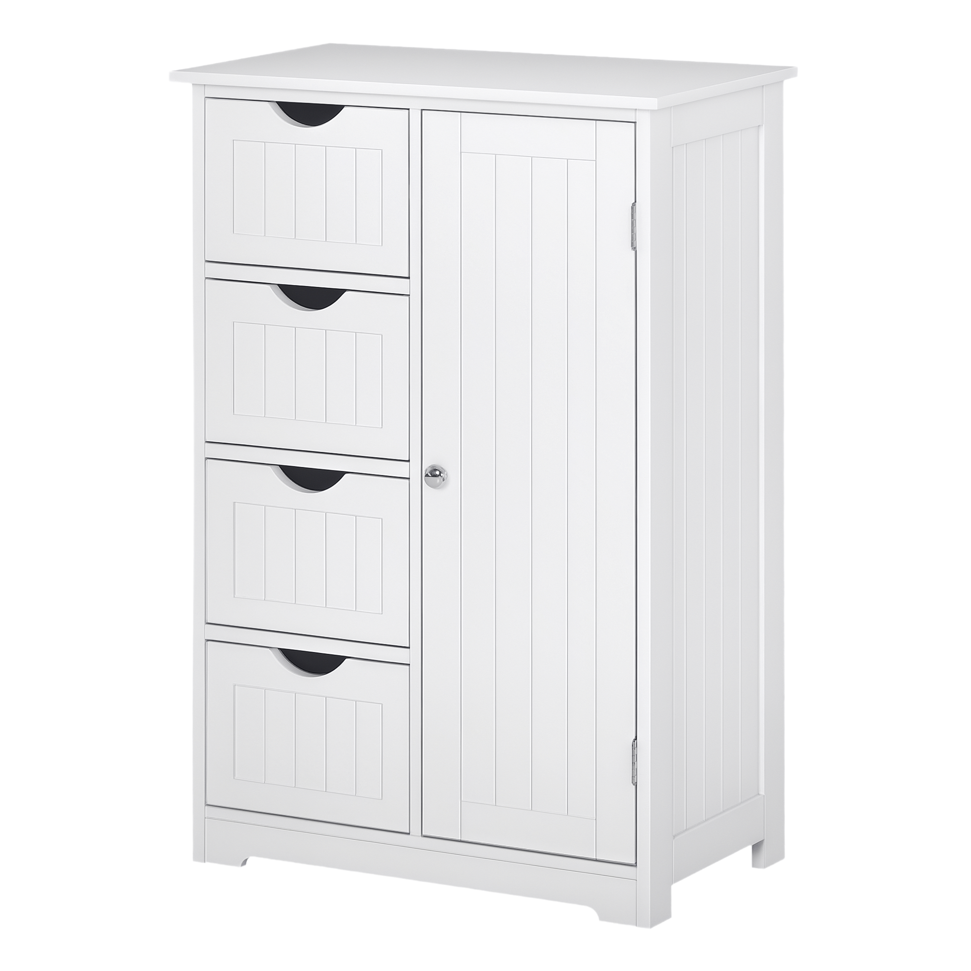 Badezimmerschrank Mit 4 Schubladen Und Höhenverstellbarem Einlegeboden (3 Positionen), Platzsparend, Umweltfreundliche Lackierung, Kippsichere Mdf-platten, 56 X 30 X 83 Cm, Weiß
