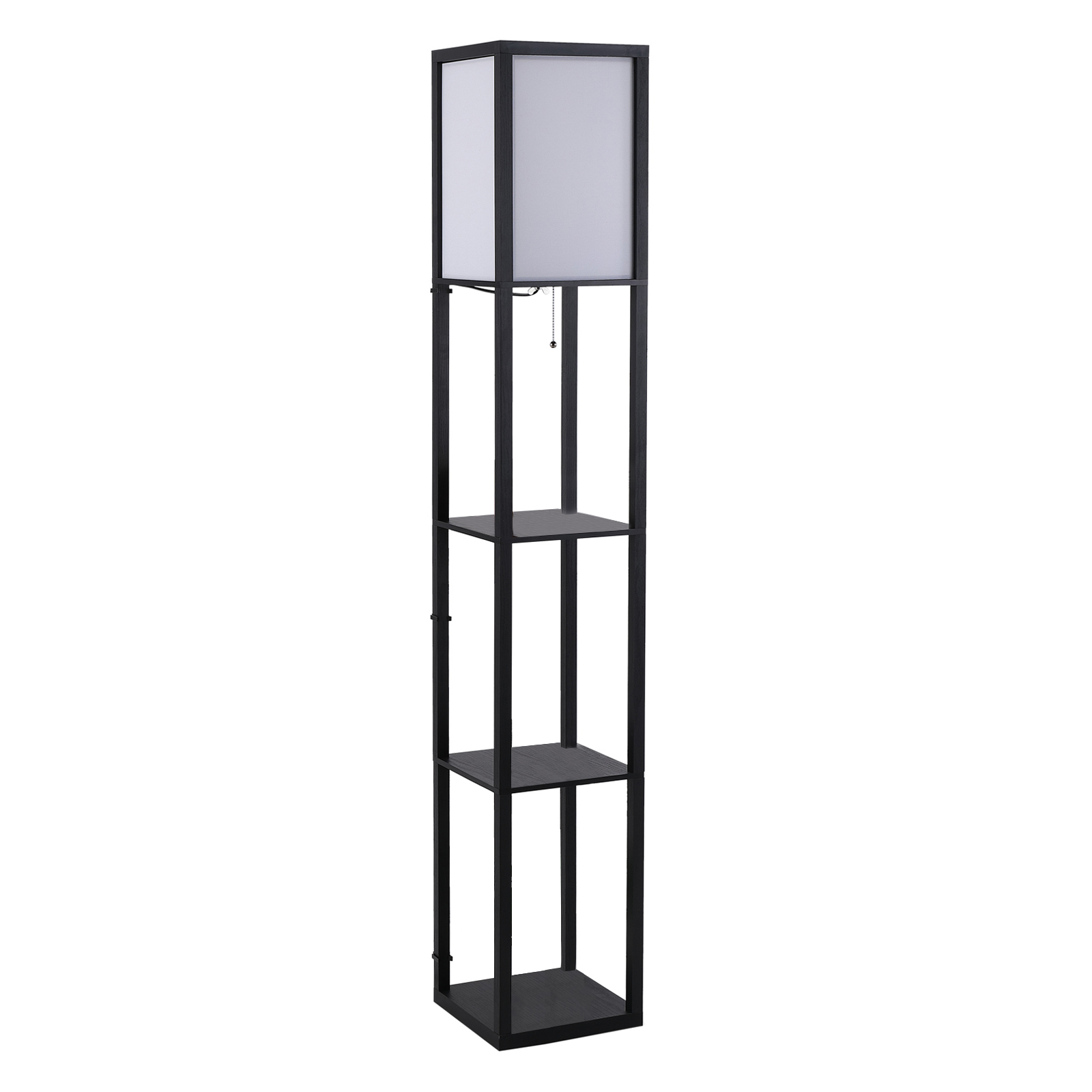 40-watt-stehleuchte Mit 3 Integrierten Ablagen Und Zugschalter, Moderne Leuchte Aus Mdf Und Ps, 26 X 26 X 160 Cm, Schwarz-weiß