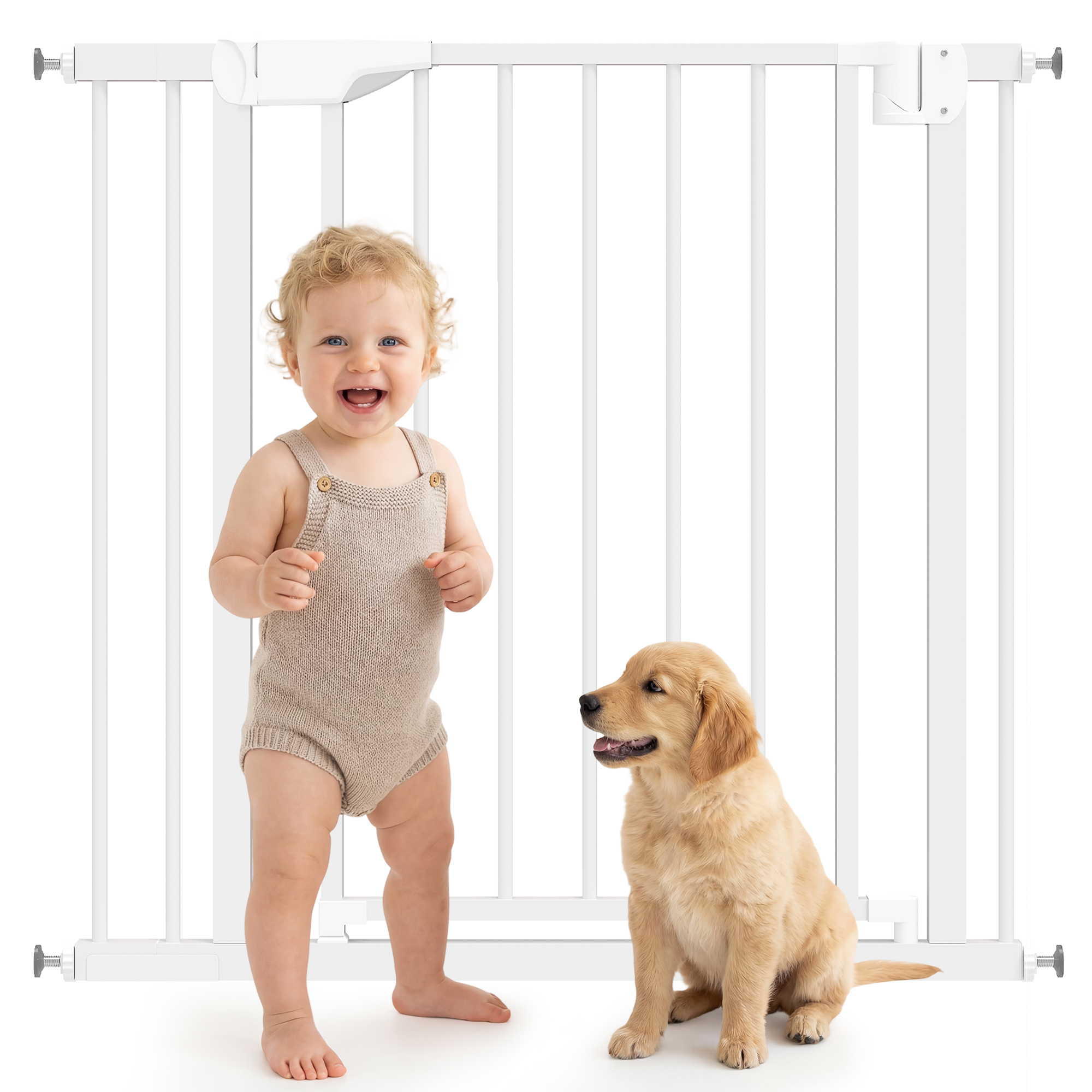 Treppenschutzgitter Ohne Bohren, Selbstschließend, Für Kinder, Küche, Treppe, 76–89 X 76 Cm, Weiß