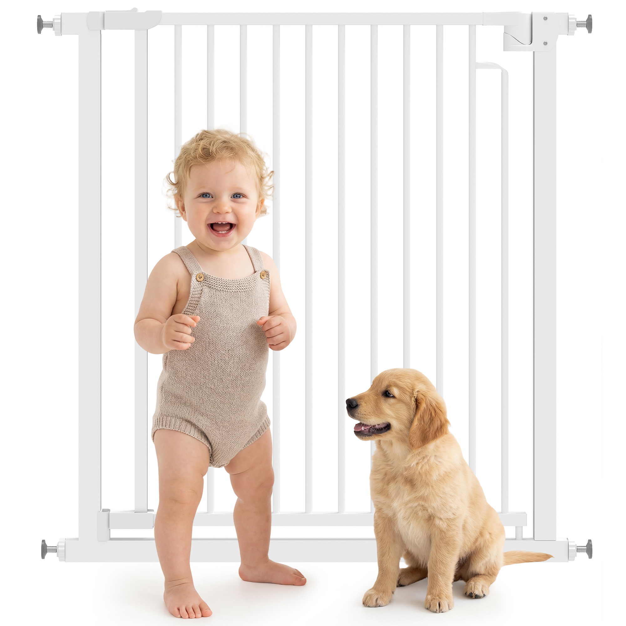 Treppenschutzgitter Ohne Bohren, Selbstschließend, Für Kinder, Küche, Treppe, 76–80 X 76 Cm, Weiß