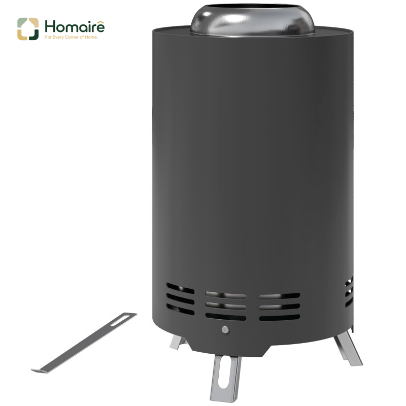 Homaire Feuerschale En Acier Inoxydable Ø16x25cm Avec Crochet De Raclage Pour Jardin, Balcon, Terrasse Et Camping, Design Gris Et Sans Fumée