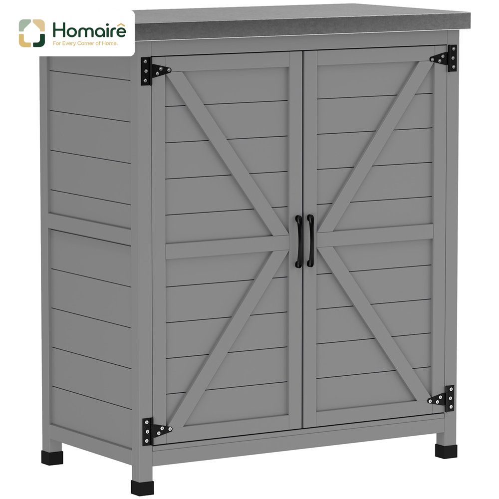Homaire Gartenschrank Holz Outdoor Wetterfest Mit Arbeitsplatte, Doppeltür Und Einlegeboden